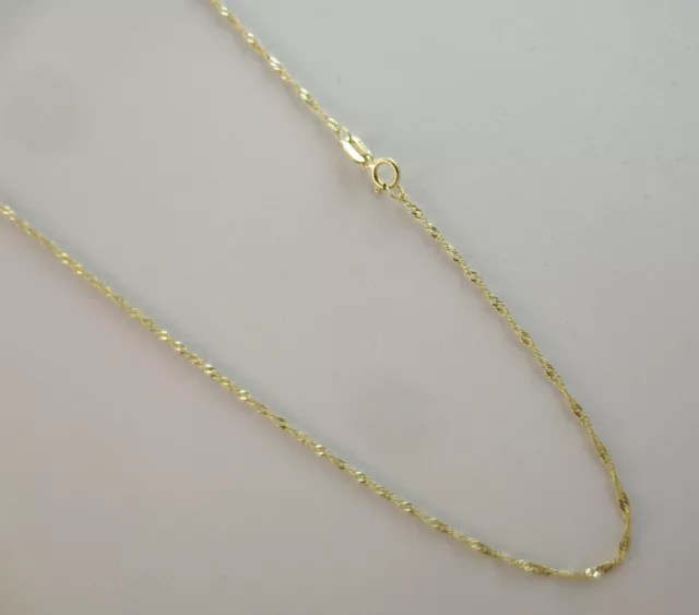 Real 14k Gold Singapore Chain.16,18,20,22,24 Inch 1mm Solid Yellow Gold Necklace