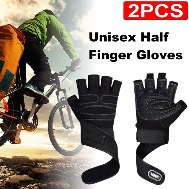 1 Pair Half Finger Sports Gloves Bicycle Bike Anti-Slip Cycling Gloves Men Women