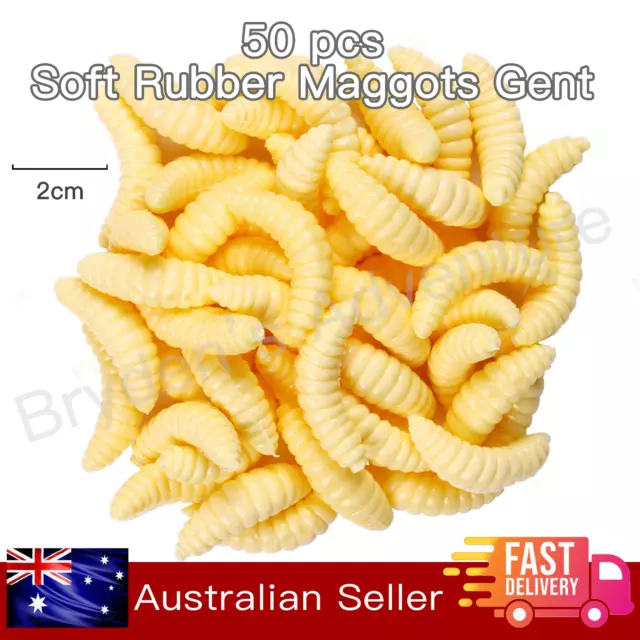 50pcs Soft Rubber Worm Maggot Grub Gent Fishing Bait Lure Fish Baits Lures