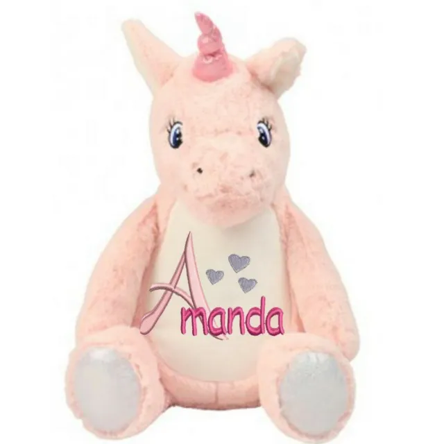 Personalised Teddy Bear Unicorn Embroidered Name Baby Birthday Christening Gift