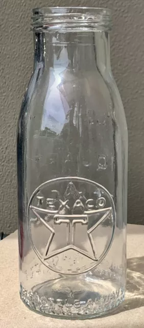 Old Style - 1 Quart Glass Texaco Oil Bottle.