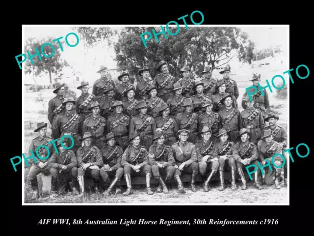 OLD POSTCARD SIZE PHOTO OF AIF AUSTRALIAN ANZAC 8th LIGHT HORSE REGIMENT c1916