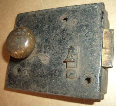 Antique/vintage door latch rim lock with sliding brass knob
