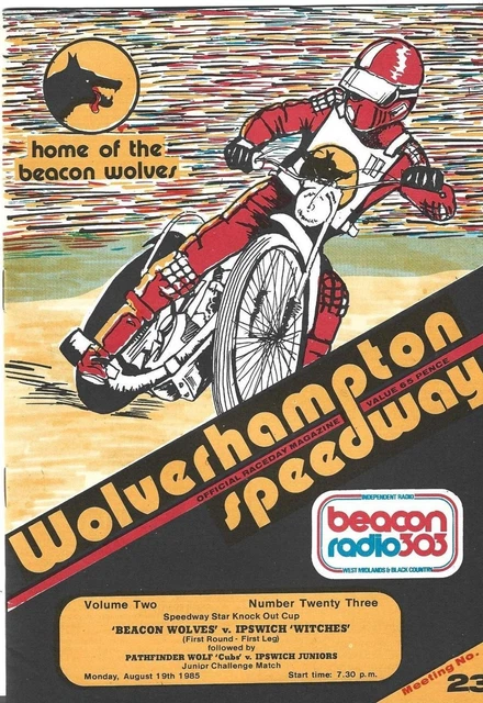 Wolverhampton V Ipswich 19/8/1985 Ko Cup Blank Speedway Programme
