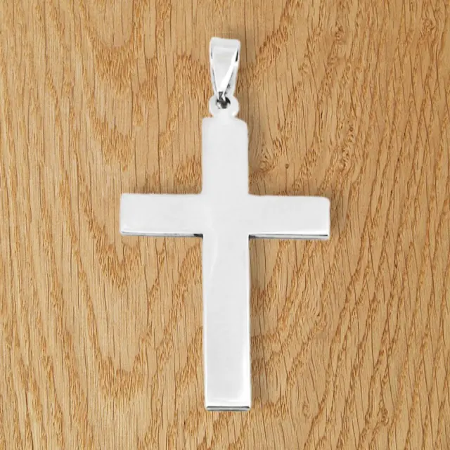 Large Polished Cross Pendant SOLID 925 Sterling Silver - Add Your Own CHAIN!