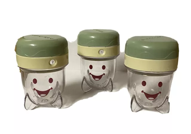 Baby Bullet Food Storage Replacement Jars with Lids Container Date Dial Set Of 3