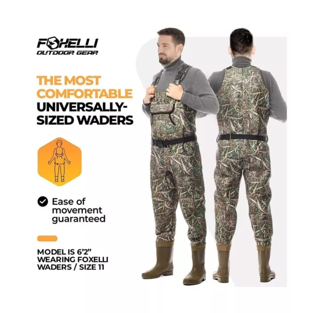 FOXELLI NEOPRENE CHEST Waders, Camo Hunting & Fishing Waders for