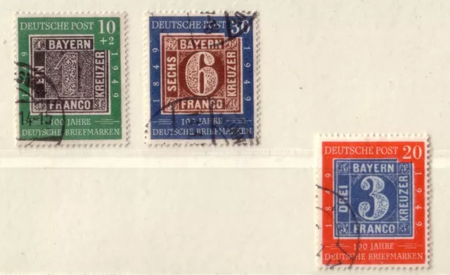 BRD 1949: 2 aus "100 Jahre deutsche Briefmarke", Mi. 113, 115, gestempelt. (281)