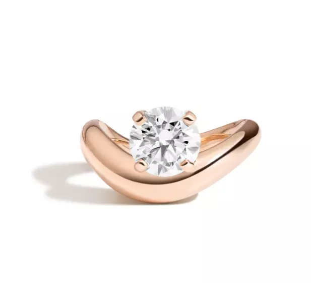 Bague de fiançailles en or diamant rose 14K créée en laboratoire IGI GIA...