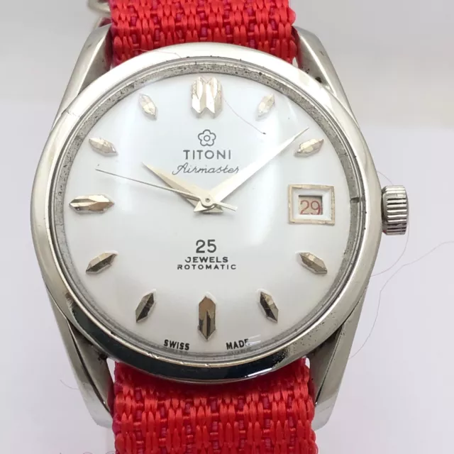 VINTAGE STYLE TITONI Airmaster ROTOMATIC 25 Jewels Date Swiss Made ...