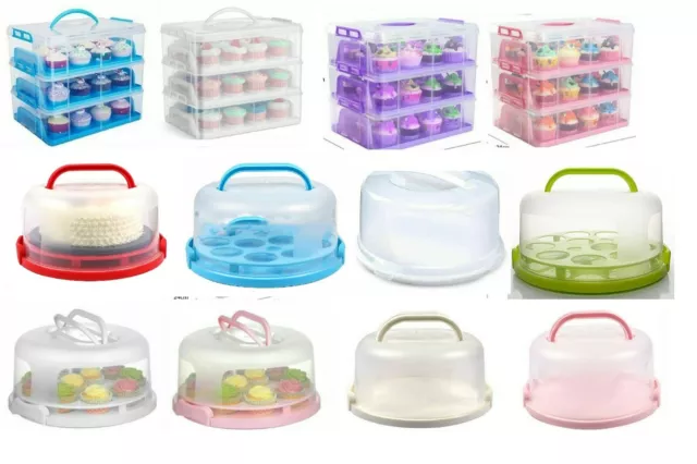 Plastic Cake Box Carrier Cupcake Storage Box Container Clear With Lid Lockable