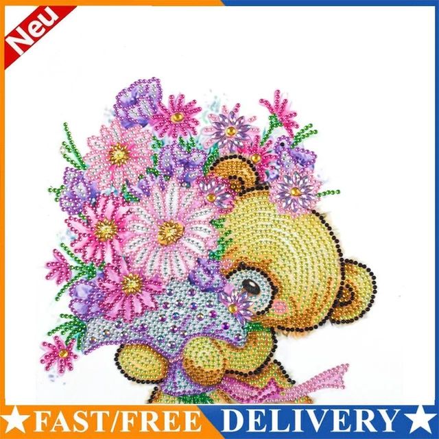 Partial Drill Special Shape Cartoon Bear Rhinestone Drawing Kit Home Decoration