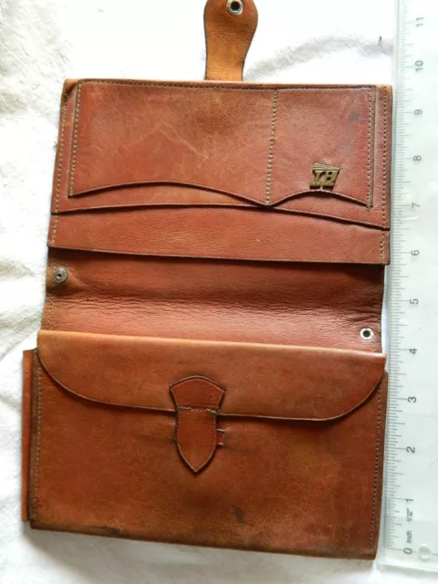 ❀Art Deco  Wallet Embossed Leather  Metal " A T " Initials