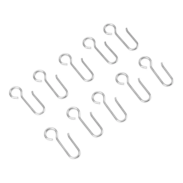Lot De 60 Crochets Rideaux En Forme De S En Métal - Longueur 35 Mm - Pour Tringle Standard, Support Rideaux Lourds