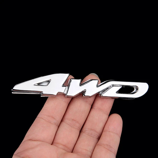 1Pc Metal 3D 4WD Logo Emblem Badge Car Sticker Rear Trunk Fender Decal Silver