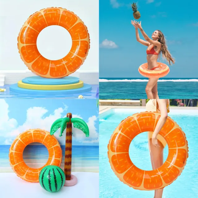 Inflatable Kids Adults Swim Ring Beach Swimming Pool Float Aids Water Orange