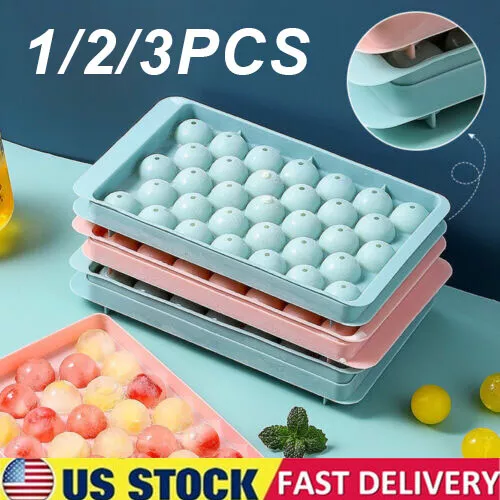 DIY Round Ice Cube Ball Maker PP Tray Silicone Sphere Mold Bar Whiskey Cocktails