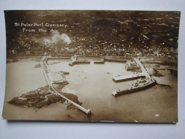 St Peter Port Guernsey Channel Islands from the Air Real Photo Postcard K30