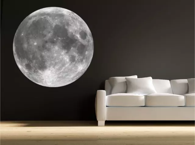 Full Moon Space Planet Realistic Single Wall Art Sticker Mural Decal Transfer