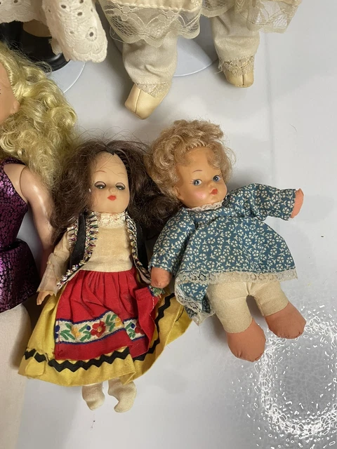 Vintage Doll Lot Porcelain Plastic Bisque Cloth Mystery Scary Dolls Glass Eyes 4