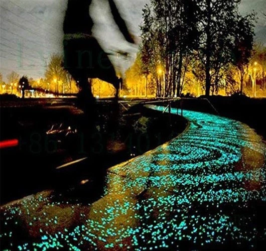 GLOW in The Dark Rocks Garden Fish Tank Aquarium Walkway Plant Pots GREEN 100Pcs