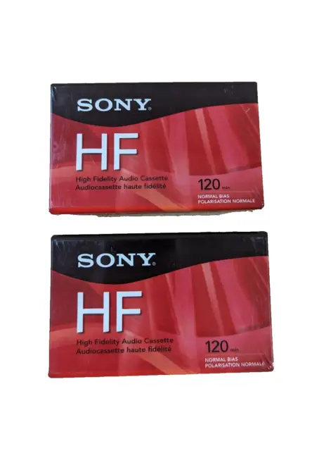 (2) SONY HF 120 Normal Bias 120 Minute Blank Audio Cassette Tapes NEW / SEALED