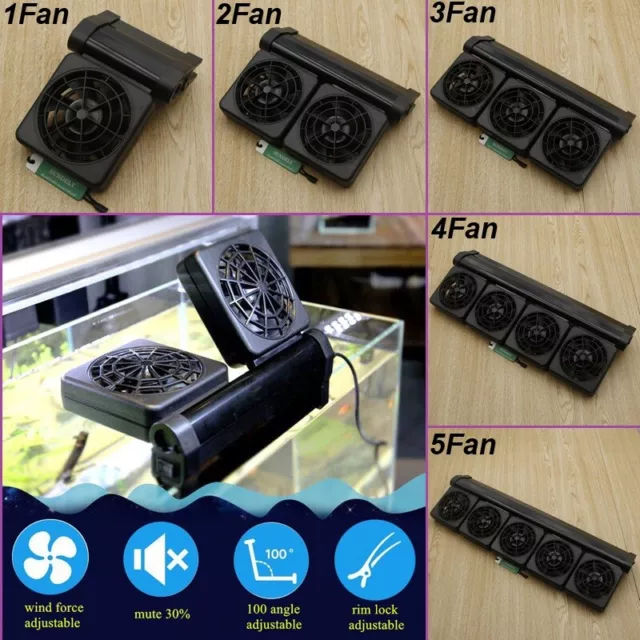 Aquarium Fish Tank Cooling Fans 1-5 Heads Fan Tropical Chillers Water Cooler Hot