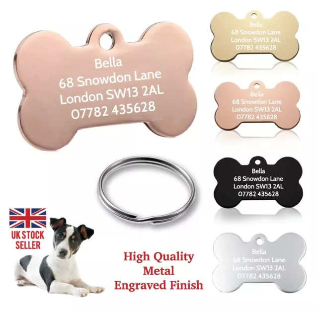 Engraved Dog Tag Personalised ID Tags Name Disc Pet Cat Bone Tags Animal Collars