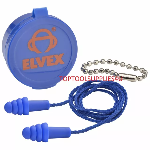 ELVEX REUSABLE EAR PLUGS EP.412 Quattro Universal Size with Case & Cord