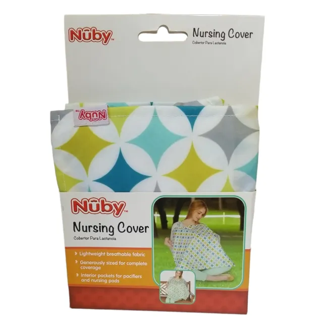 NEW Nuby Nursing Cover Baby Geometric w/ Pockets Nursing Pads & Pacifiers 30x24