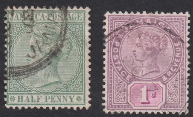 JAMAICA  1885/89  Queen Victoria  1/2d + 1d.   Good Used. (p461)