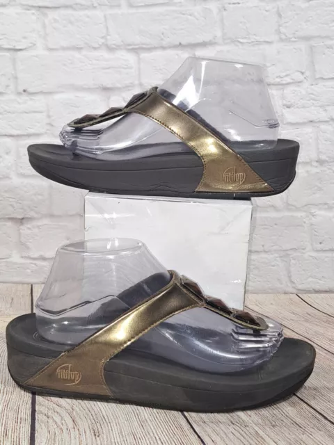FitFlop Walkstar Metallic Bronze Jeweled Comfort Flip Flops Sandals Womens Sz 9