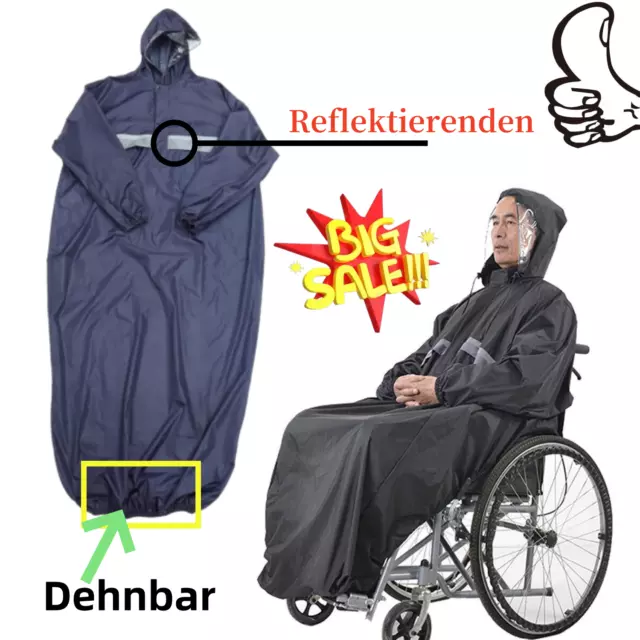 Wasserdichtes Regencape Rollstuhlfahrer Poncho Regenjacke Senioren Regenschutz