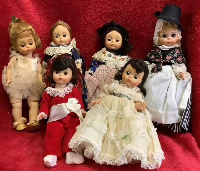 Vintage Madame Alexander Lot of 6 Girl Dolls Original Outfits 8"