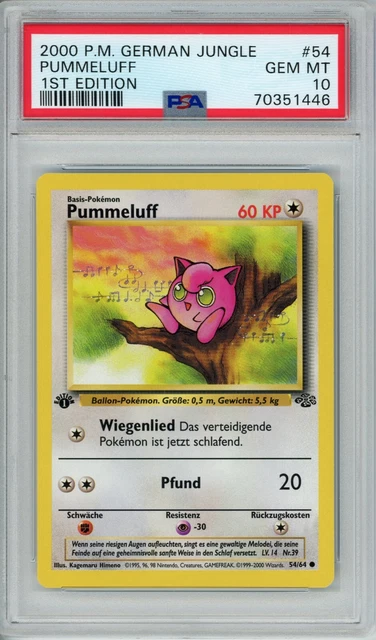 2000 Pokemon German Jungle Pummeluff 1st Edition #54/64 GEM MINT PSA 10