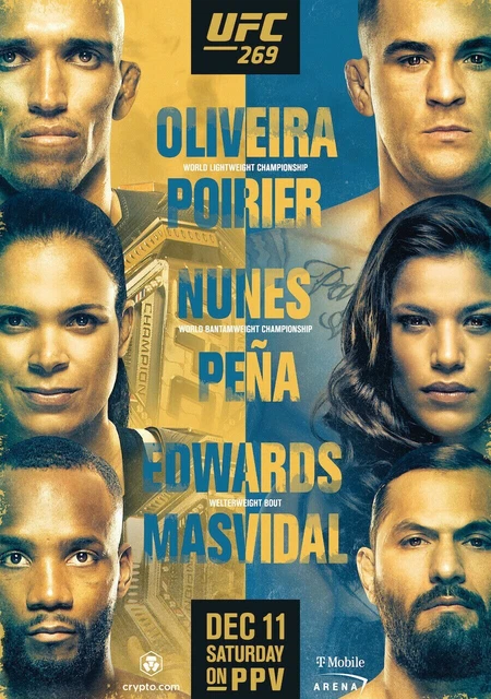 Oliveira Vs Poirier Poster Locandina 45X32Cm || Arti Marziali Mma Ufc