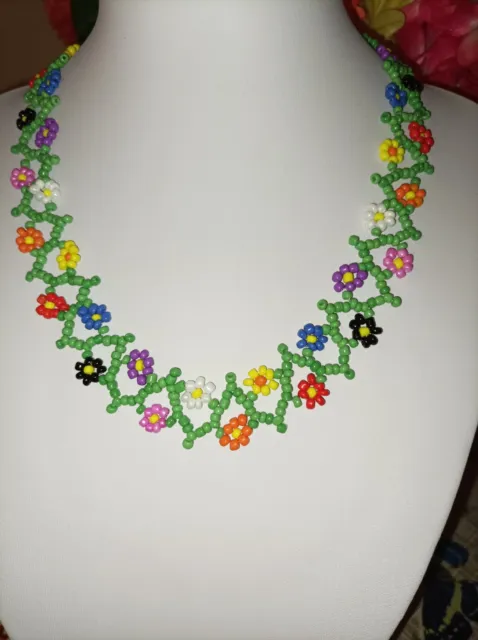 BOHO Multi Coloured Floral necklace/Flower CHOKER