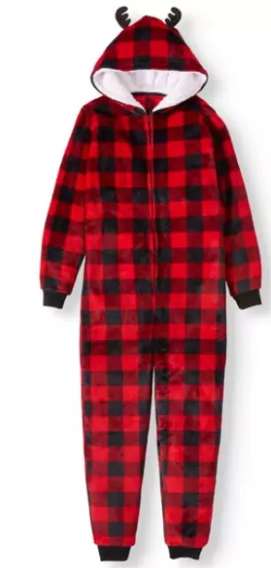Mens Buffalo Pjs Moose Matching Family Christmas Pajamas Union Suit Ugly Plaid