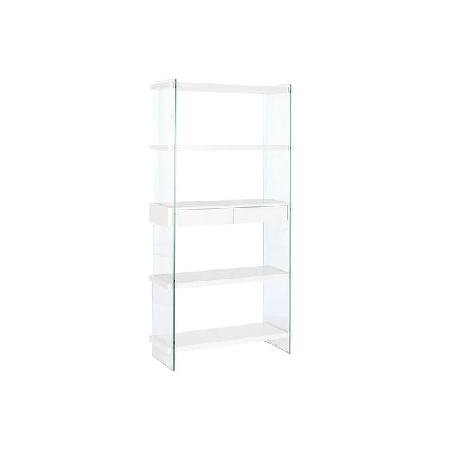 Regal DKD Home Decor Weiß Durchsichtig Kristall Holz MDF 90 x 35 x 180 cm
