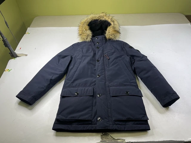JCREW PARKA JACKET coat puffer fur hood hooded navy blue long Nordic winter XXL 124.50 PicClick