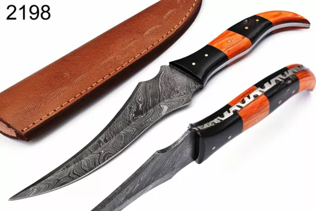11" Custom Handmade HAND CRAFTED DAMASCUS STEEL Skinner Knife Fix Blade + sheath