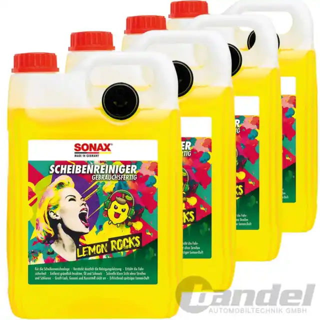 4x 5L Sonax Citron Roches Nettoyeur Scheibenwischwasser Prêt À L'em Ploi