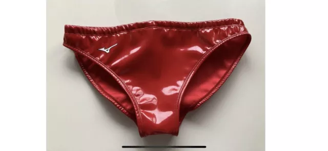 RARE RED SPEEDO Water Polo suit trunks rubber pvc wet look 32 34