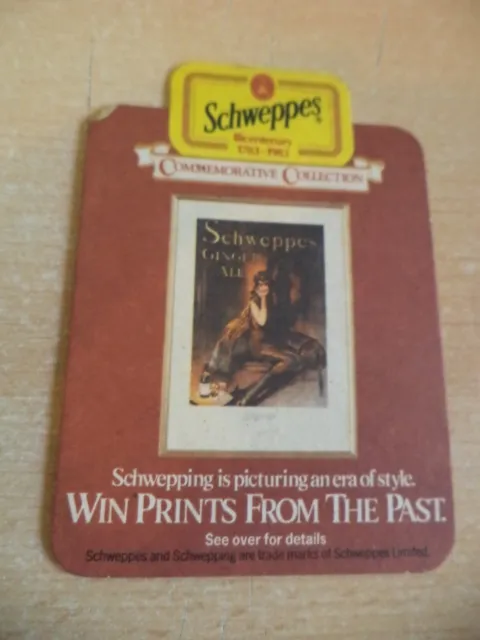 SCHWEPPES 1983 BICENTENARY BREWERY old vintage Advertising BEER MAT COASTER