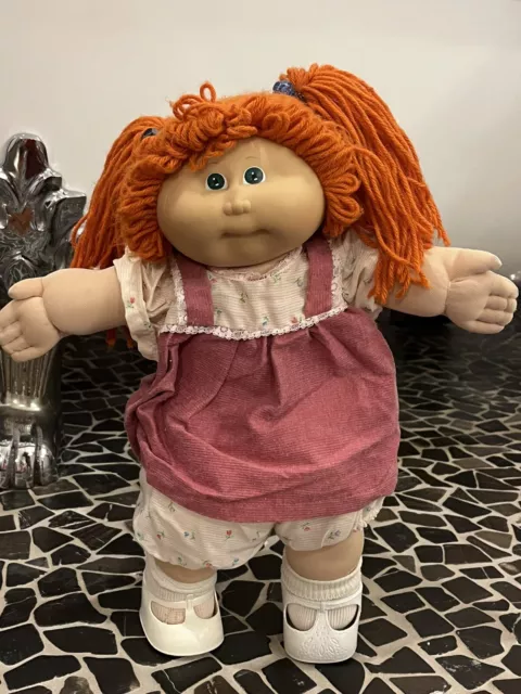 Vintage Cabbage Patch Doll 1980s Red Hair Green Eyes Signed Xavier Roberts