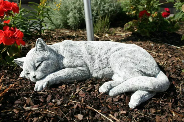 Figura Gato Durmiendo Tamaño Resistente Heladas de Jardín Decoración Hormigón