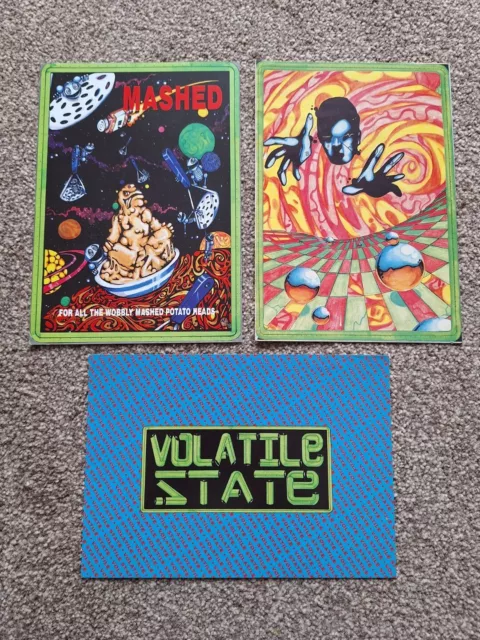 3 X Volatile State Old Skool Rave Flyers Rare A5 Mashed Midsummer Madness 1992