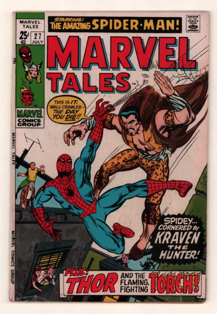 Marvel Tales #27 SPIDER-MAN, KRAVEN, STEVE DITKO Bronze Age Marvel 1970 VG