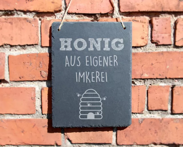 Schiefertafel "Honig Aus Eigener Imkerei" Schild Eingang Imkerei #0077