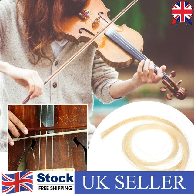 2 Hank Universal Yellow+White Stallion Horse Hair for Violin Bow Instrument Part